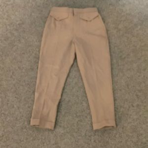 Chloe Soft Tan 275 wool blend tapered leg cuff pant sz 8-9 EU 40